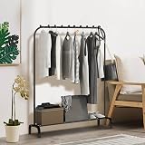 Holdfiturn Clothes Rail Metal Garment Rack with Bottom Shelf Black view 3