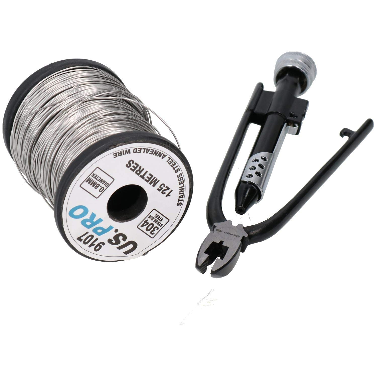 AB Tools Lock Wire Lockwire Twist Twisting Plier + 125 Metres 0.8mm Stainless Steel Wire