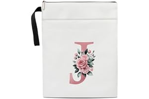 LESIXUR Initials J Book Sleeve with Zipper, Floral Book Sleeve for Book Lovers Gift for Teacher Librarian Bookworm Bookish, Personalised Gifts for Women, Monogrammed Book Protector Pouch Cover Case /10