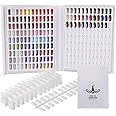 Noverlife Professional 216 Nail Colors Chart, White Nail Gel Polish Display Card Book, Nail Art Salon Nail Design Display Booklet, Nail Color Swatches Nail Practice Card Design Board