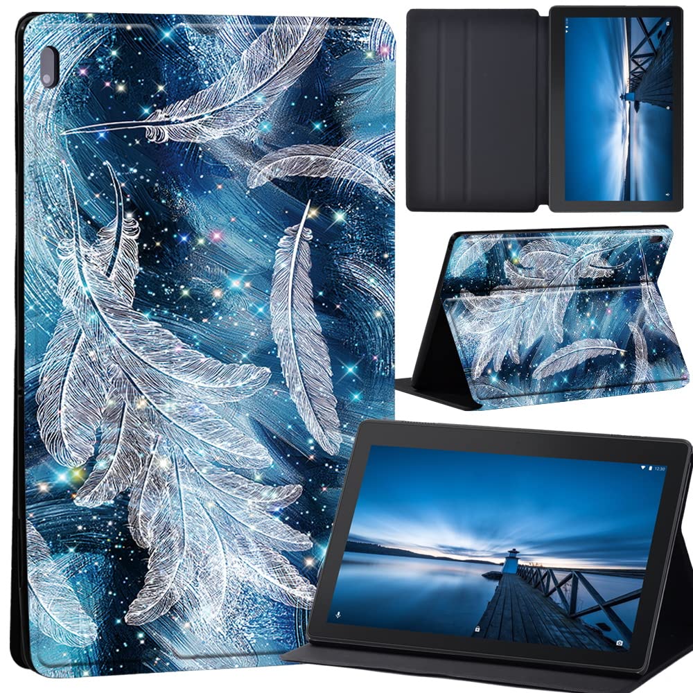 Case for Lenovo Tab M10 TB-X605F/ TB-X605L/ TB-X505F/ TB-X505L, Leather Tri-Fold Stand Cover Case for Lenovo Tab M10 10.1-Inch Tablet, (sparkling feather)