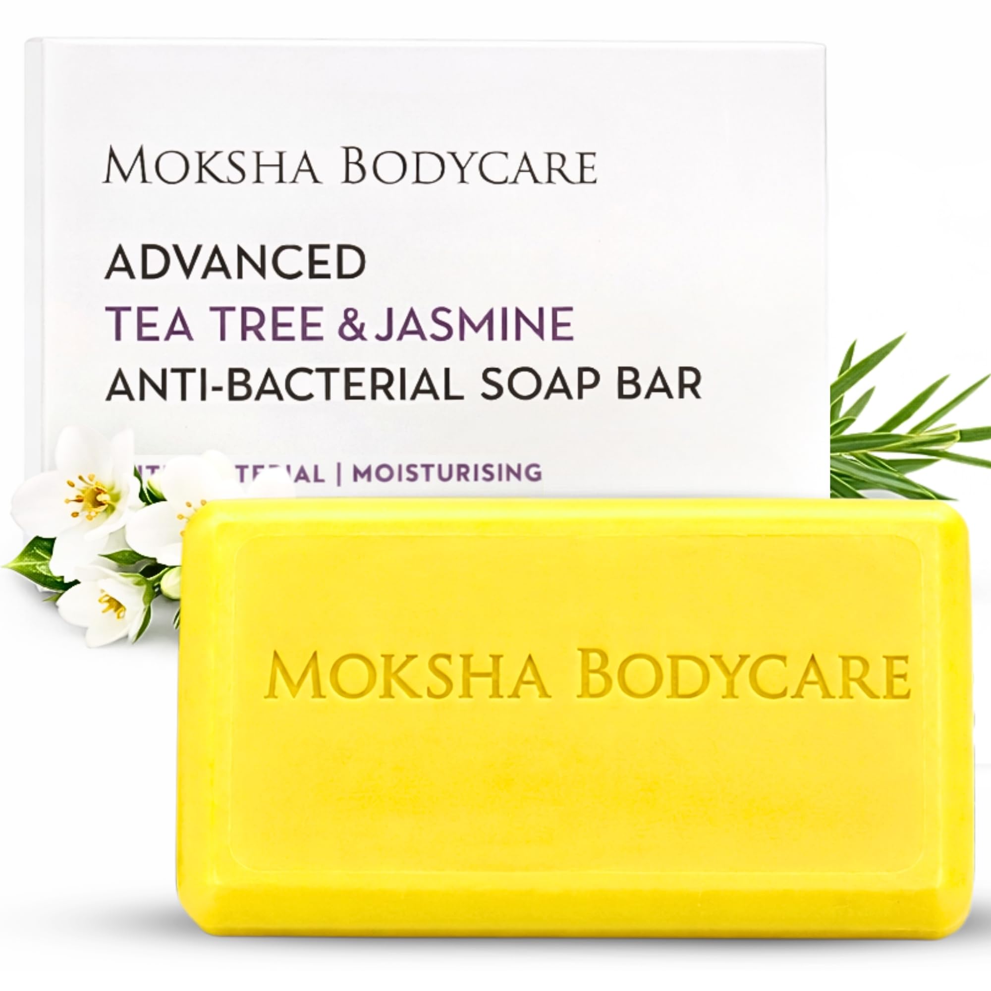 Tea Tree Soap Bar with Jasmine - Brightening Soap for Dark Spots Hyperpigmentation Scars Anti-Blemish | Moisturising Bar for Women Face and Body | Cruelty FREE- 100g