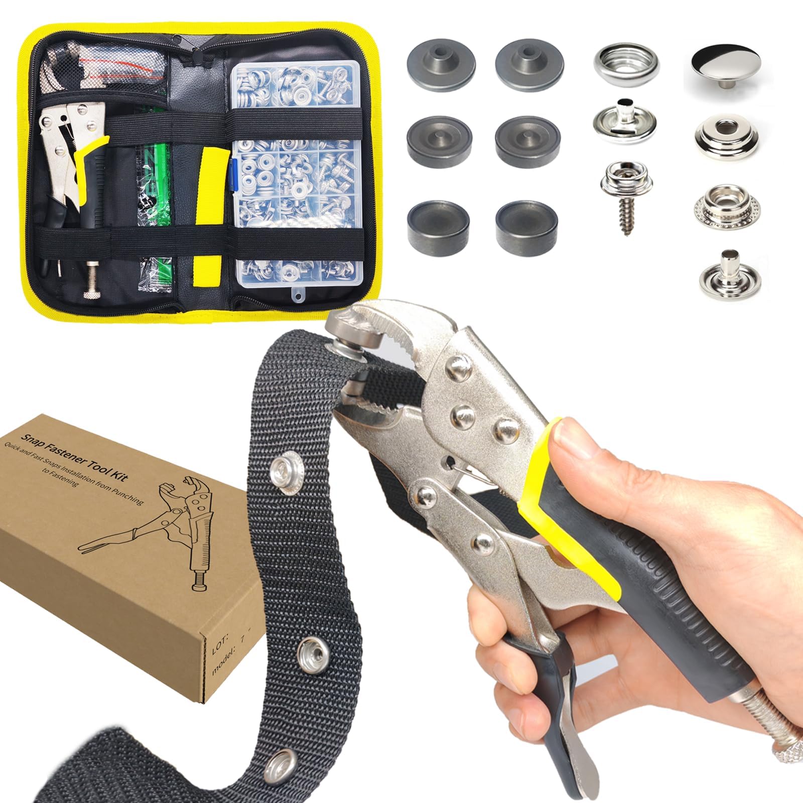 Photo 1 of MinliGUY Snap Kit for Boat Cover/Canvas/Tarp/Clothing/Fabric/Tonneau, Heavy Duty Fasteners Pliers & 15mm Metal Marine Snaps 60 Set, DIY Tool to Repair/Install Stainless Steel Press Stud/Screw Button