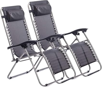 Gardenbasics Zero Gravity Recliners Reclining Outdoor Sun Loungers Relaxer Chairs For Patio Decking Gardens Camping With Side Tables 2 Pack Amazon Co Uk Garden Outdoors