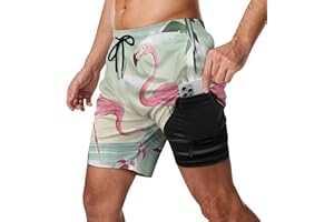 Feorafei Men's Quick-Dry Swimming Trunks 7 Inch with Compression Liner 2 in 1 Beach Swim Board Shorts with Pockets