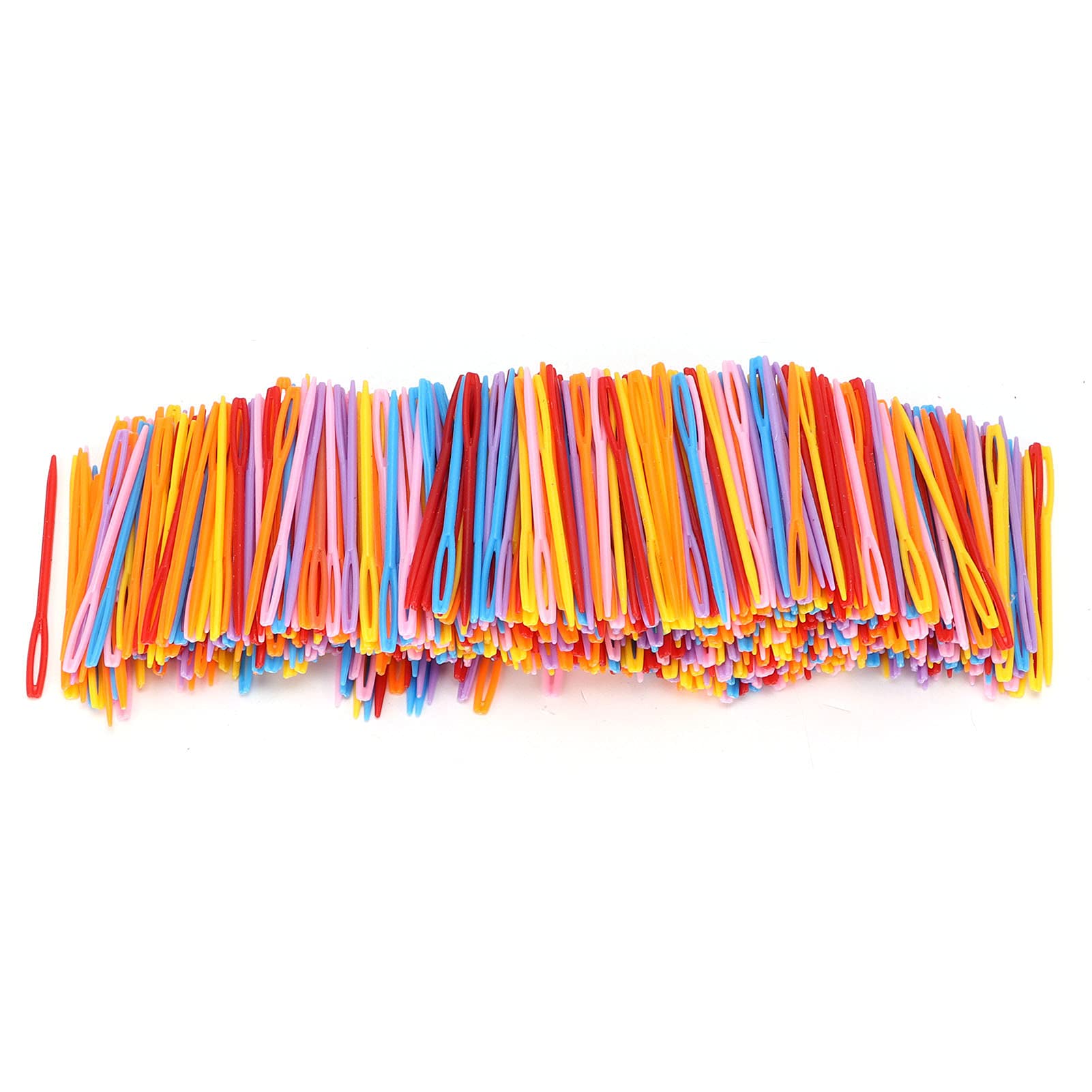 Shanrya Plastic Wool Needle, 1000pcs Large Eye Plastic Needles Plastic Yarn Sewing Needles Colorful Safety Lacing Needles for DIY Sewing Handmade Crafts, Needlework Projects