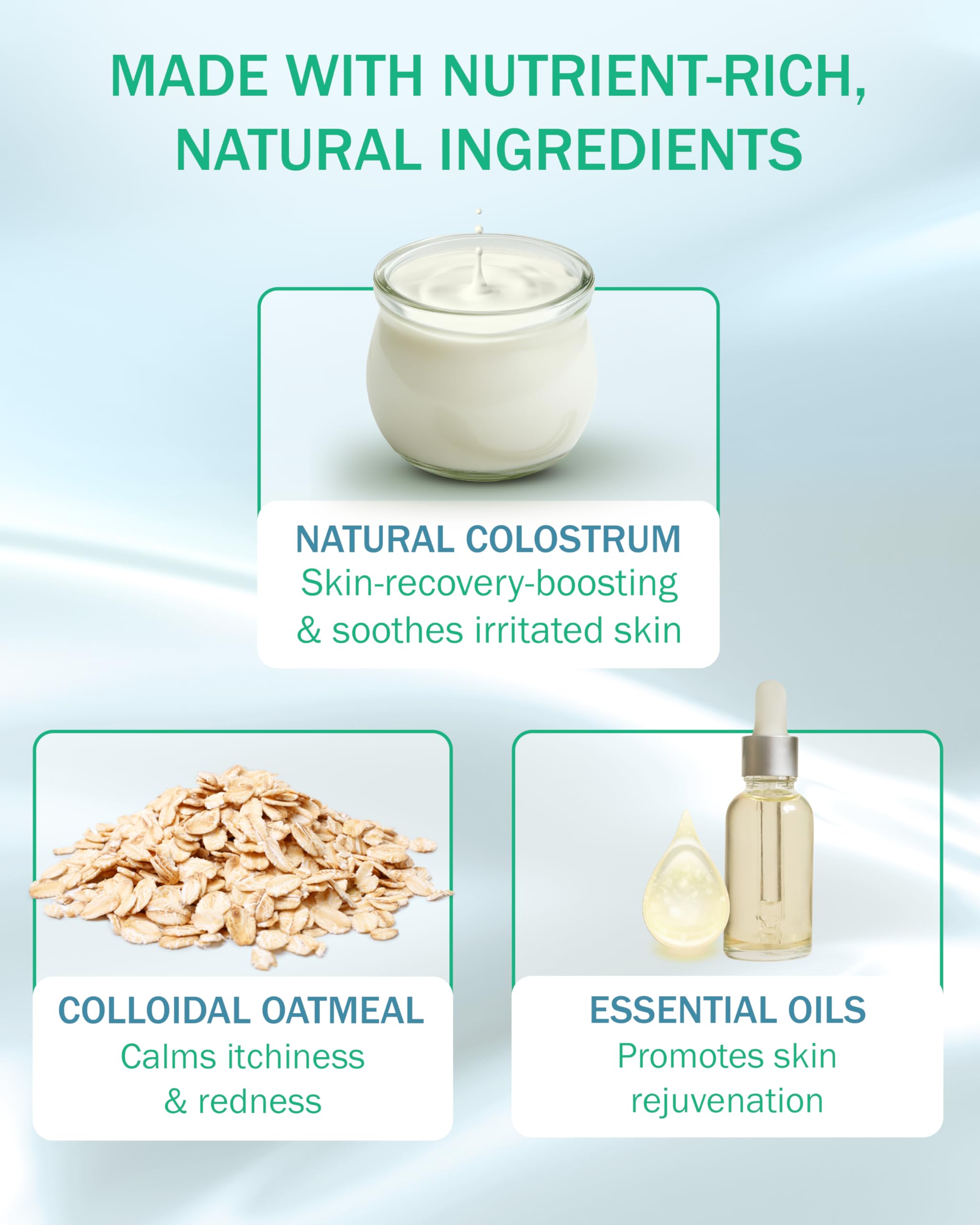 Eczema Cream for Kids & Adults, Colloidal Oatmeal & Colostrum Daily Moisturizing Body Lotion for Sensitive Skin, Soothing Eczema Treatment Relief for Dry & Itchy Skin, Steroid- & Fragrance-Free, 4 oz