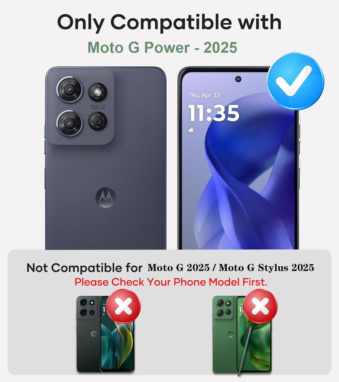 Vinve for Moto G Power 2025 Case with HD Screen Protector, Military-Grade Shockproof & Dual-Layer Protection, Anti-Slip Grip Design Phone Case, Black