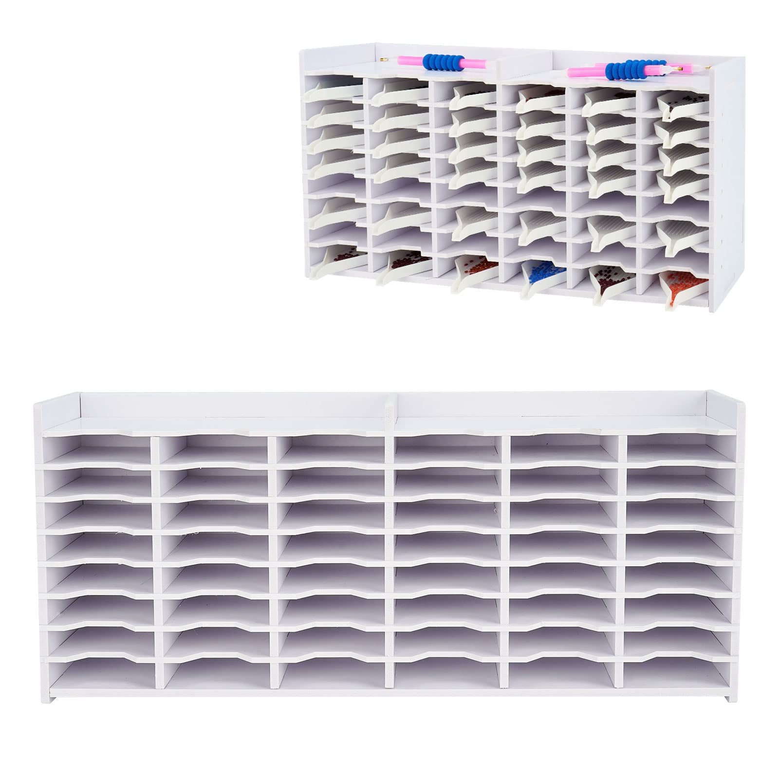 View 1 of **MISSING TRAYS** Krafetto 48 Grids Diamond Painting Tray Storage Holder Drill Pen & Multi-Boat Tray Organizer Rack Art Diamond Painting Accessories Kits, for Small Size Trays