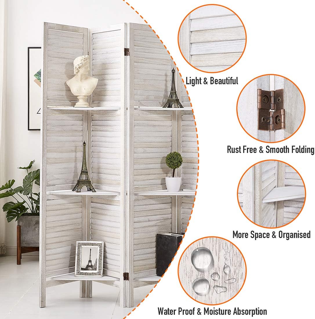 Wood Folding Room Divider Screens RHF 6 Panel 5.6 Ft Tall Partition
