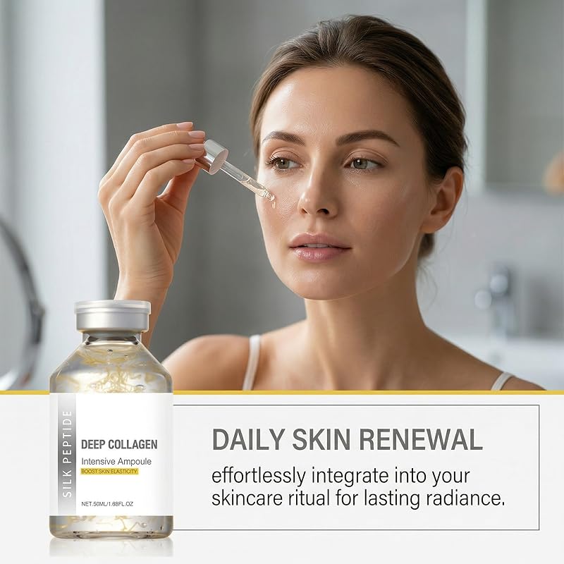 1 Set Facial Elasticity Ampoule Serum (mit Zubehör), 50 ml Silk Peptide Deep X Collagen Ampoule, verbessert die Hautelastizität und -feuchtigkeit, bekämpft Hautalterung und formt die Konturen. — Foto 2 von 6