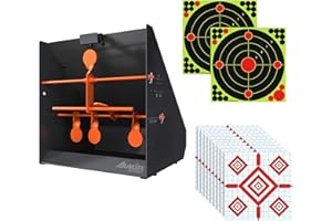 AIMAX OUTDOOR Pellet Gun Target Trap with Center Shot - 12pcs Paper Targets and 4 Resetting Metal Shooting Targets for Airgun, Rifle, Rimfire, Perfect for Backyard, Outdoor, Indoor Shooting Practice