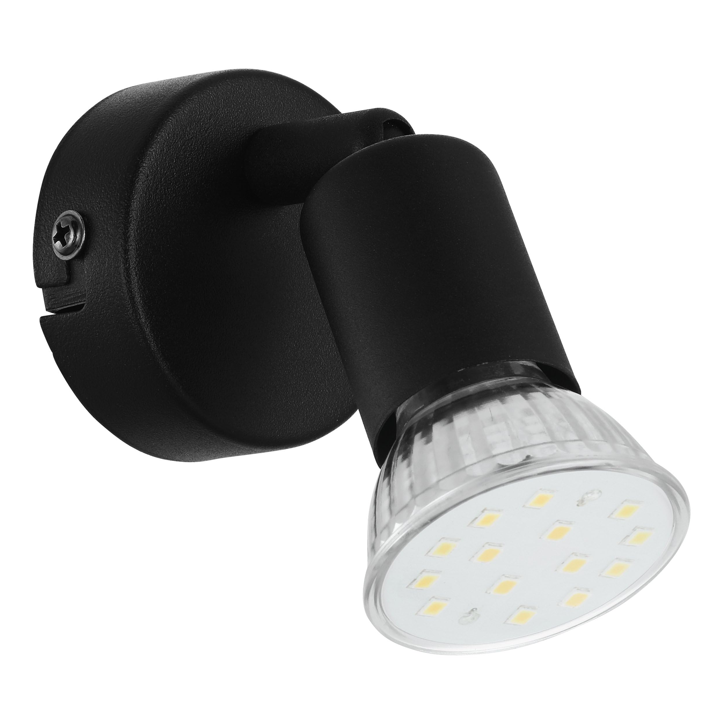 Eglo LED Indoor wall Light Buzz-LED, Lighting Made of Black Metal, Living Room and Hallway Spotlight, GU10 Socket