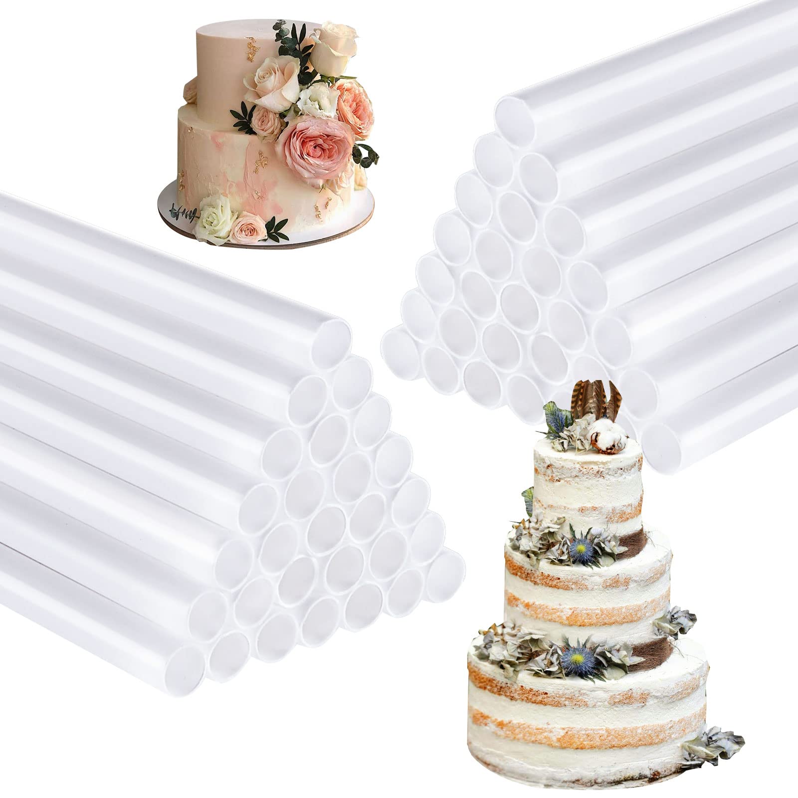 YAYODS 100PCS Cake Supports, 30cm/12inch Plastic Cake Dowels for Tiered Cakes, White Cake Supports, Easy Cut Cake Dowels For Cake Making and Stacking Support