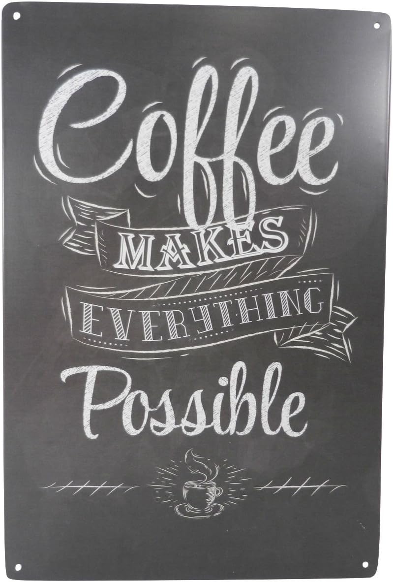 Strosportsandtech Coffee Makes Everything Possible Funny Tin Sign Bar Pub Garage Diner Cafe Home Wall Decor Home Decor Art Poster Retro Vintage