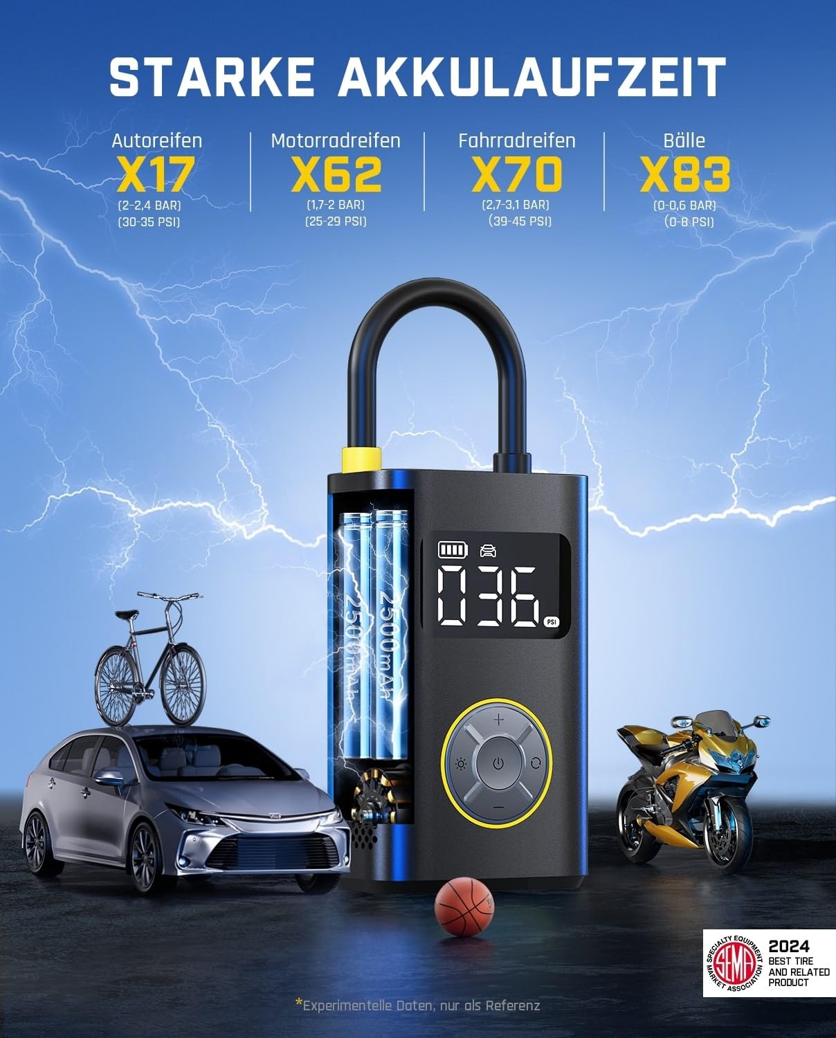 Fanttik X9 Pro Elektrische Luftpumpe, Tragbare Akku Fahrradpumpe, Schwarz 3