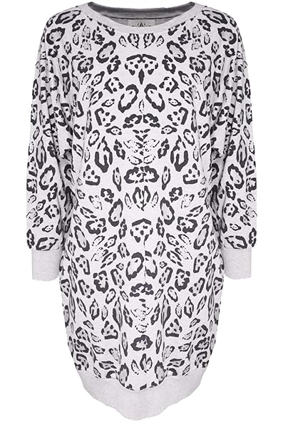 Long sleeves swetshirt white patern leopard