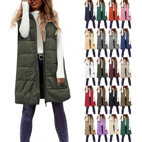 Rosa3CHER Gilet matelassé pour femme avec col montant et bouton en Rosa3CHER Gilet matelassé pour femme avec col montant et bouton en