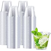 Clawsoff 300 Pack 9 oz Clear Plastic Cups, Disposable Cocktail Cups (No Lids) for Party, Wedding, PET Plastic Cup Bulk, Fancy Party Drinking Cup, Clear Tumblers for Cold Beverage