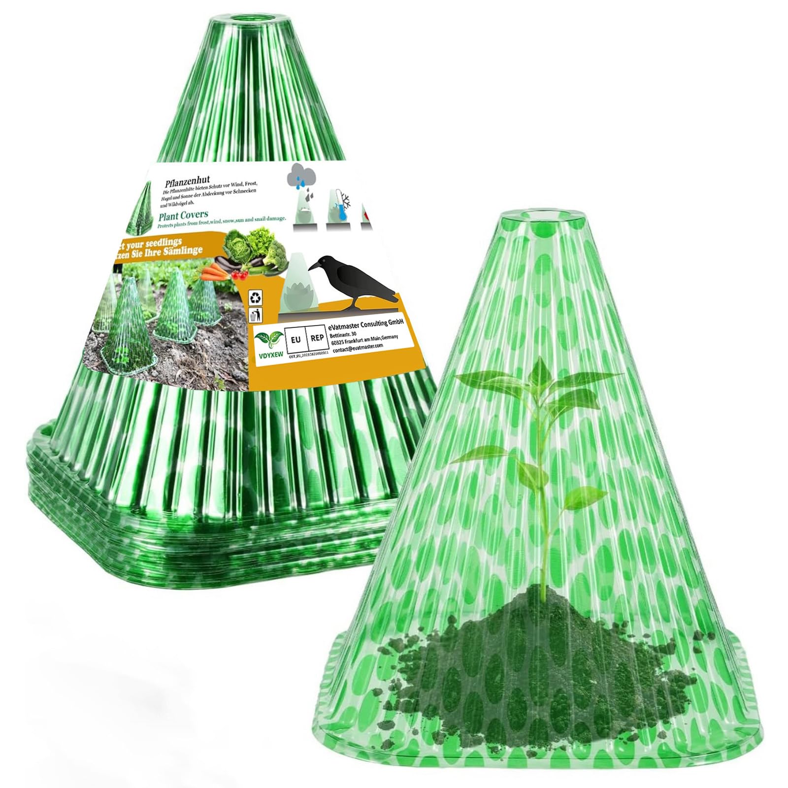 VDYXEW Garden Cloches, Pack of 20 Reusable Plant Bell Covers, Bell Jar Cloches for Protection Against Sun, Frost, Snails etc. (22 x 19.5 cm)