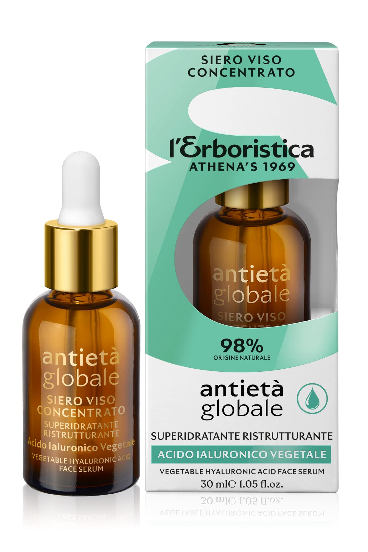 Athena's L'Erboristica Superhydrating and Restructuring Face Serum with Plant Hyaluronic Acid ECO-BIO-VEGAN