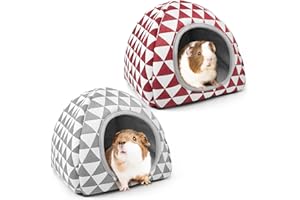 Tierecare 2 Pack Guinea Pig Hideout Bed Washable Guinea Pig Cage Accessories Cozy House Habitat Hide-Out for Chinchilla Hedgehog Small Animal Supplies