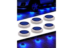 DetarZinLED 6 Packs Solar Driveway Lights, Solar Dock Lights, Deck Lights Solar Powered, Blue Solar Lights Outdoor IP68 Waterproof, Stick on Solar Lights for Step, Pool, Pathway, Walkway, Patio