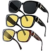 ANDWOOD Polarized Sunglasses Fit Over Glasses for Women Men Oversized Square Shades UV400 Protection