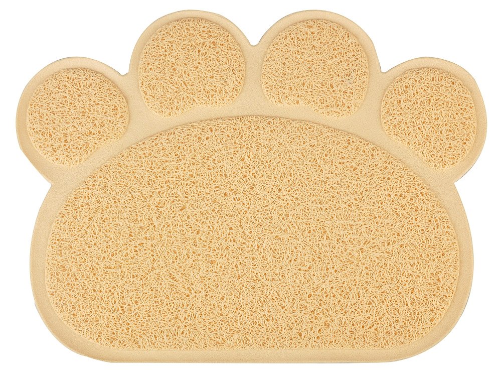 DM Paw-Shaped Cat Litter Tray Mat, 40x30 cm (Peach)