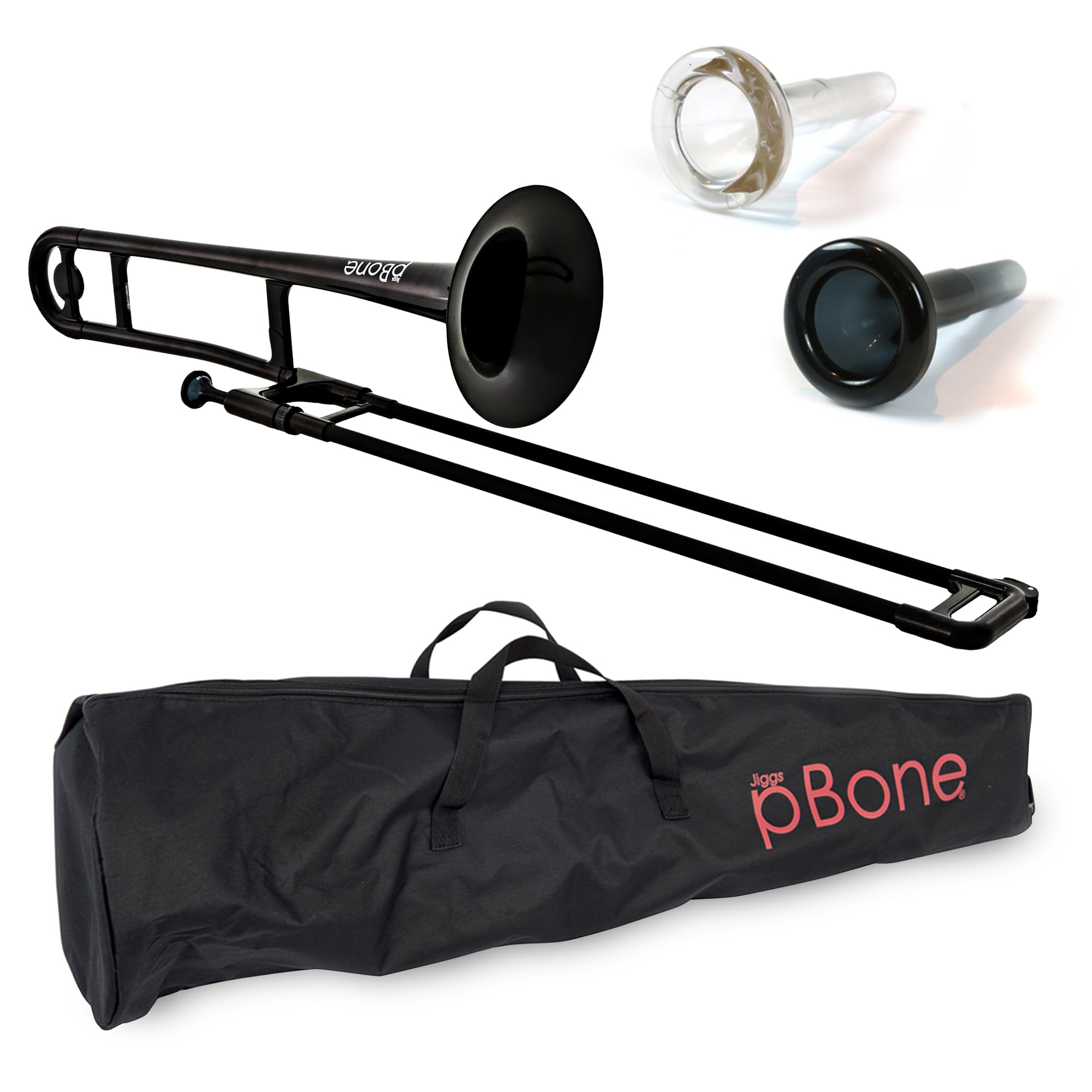 pBone Plastic Trombone with Mouthpiece and Carry Bag - Bb Student Beginner - Black, PBONE1BLK — image 1