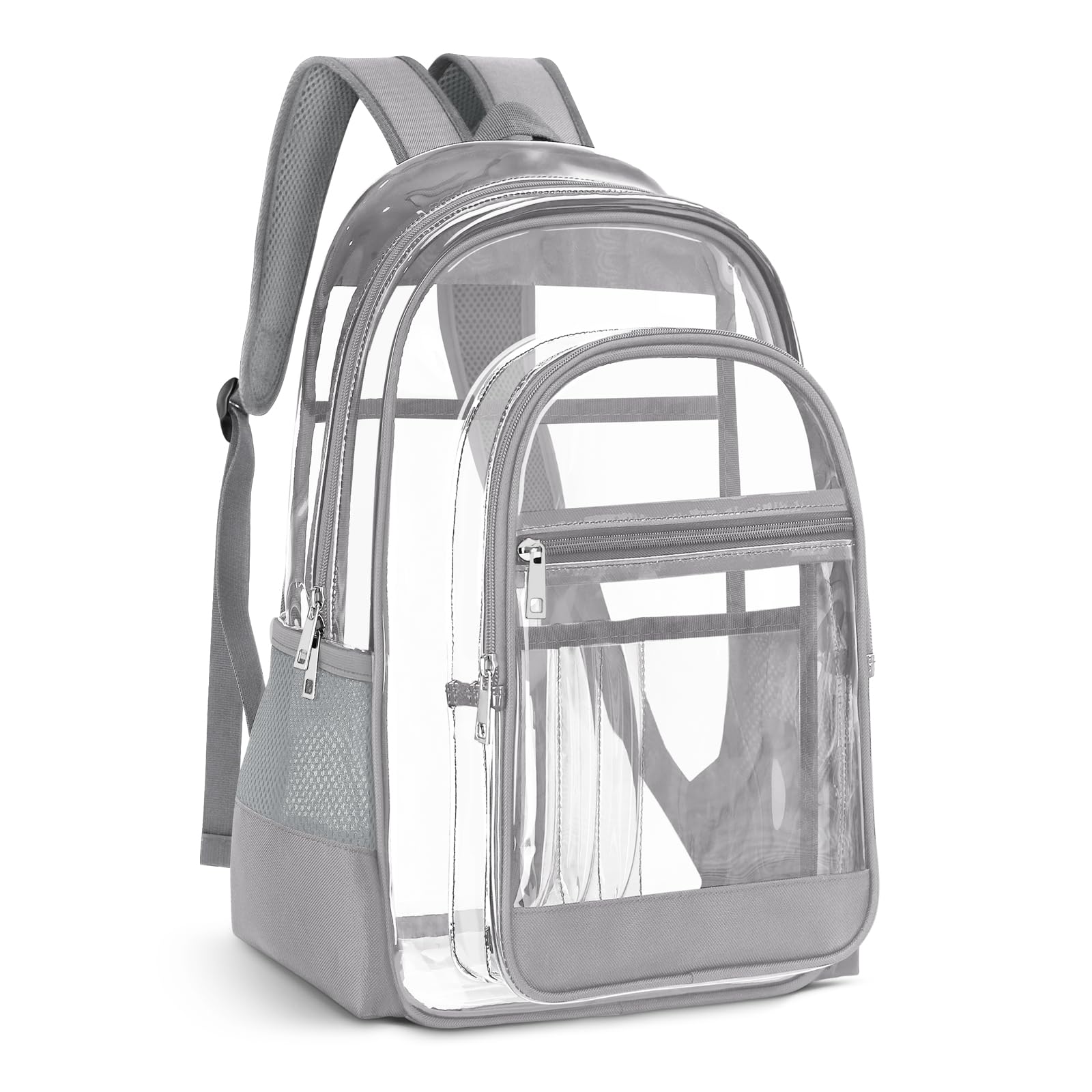 Photo 1 of KIMNERPU Clear Backpack, Heavy Duty PVC Transparent Backpack with Reinforced Straps, See Through Multiple Pockets Large Capacity Bookbag for Concert Sport Event Work Security Travel Festival (Grey)