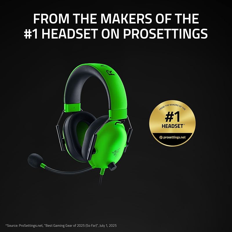 BlackShark V2 X Gaming Headset: 7.1 Surround Sound – 50 mm Treiber, Memory-Foam-Kissen – für PC, PS4, PS5, Switch, Xbox One, 3,5 mm Klinkenstecker, Grün