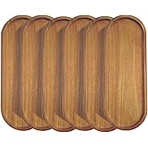 Solid Wood Serving Platters and Trays of Natural Wood with Edge,Rectangular Avoid Sliding and Spilling Food (Acacia Oval Platters 6 Pack)