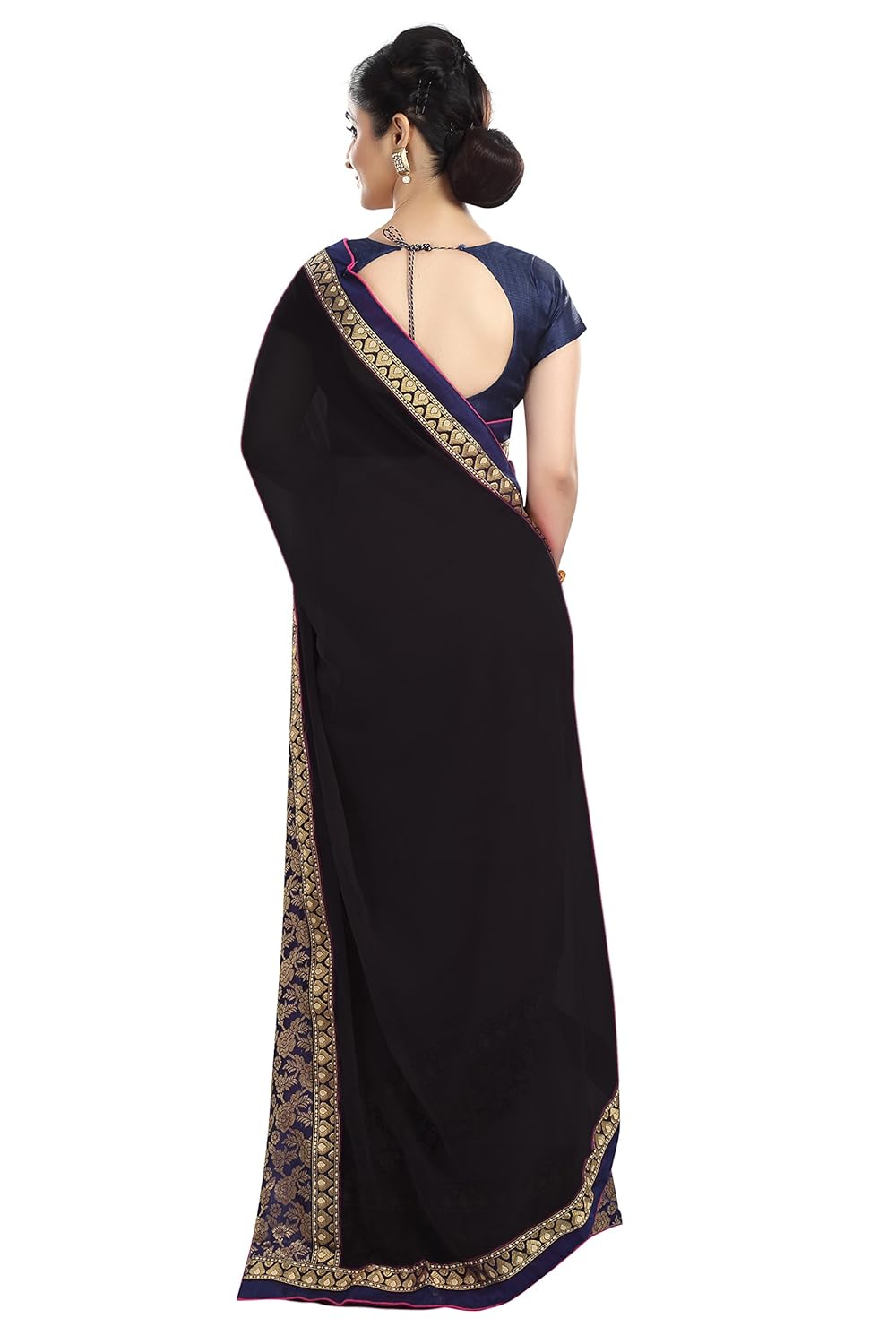fragrance trendz sparkle lace borderd chiffon saree with sparkle blouse piece.