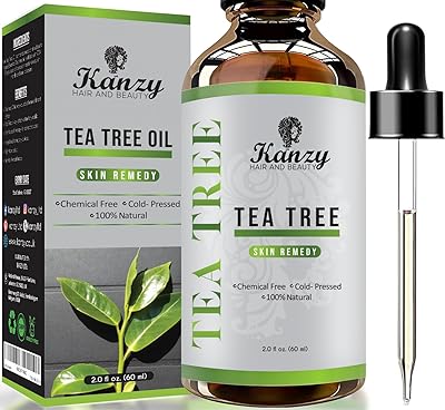 Kanzy Teebaumöl Naturrein 60ml mit Pipette Kaltgepresst Tea Tree Oil für Gesicht, Haut, und Nagel Anti Pickel, Haaröl, Akne Öl, Acne Serum gegen Unreine Haut, Öle für Diffuser