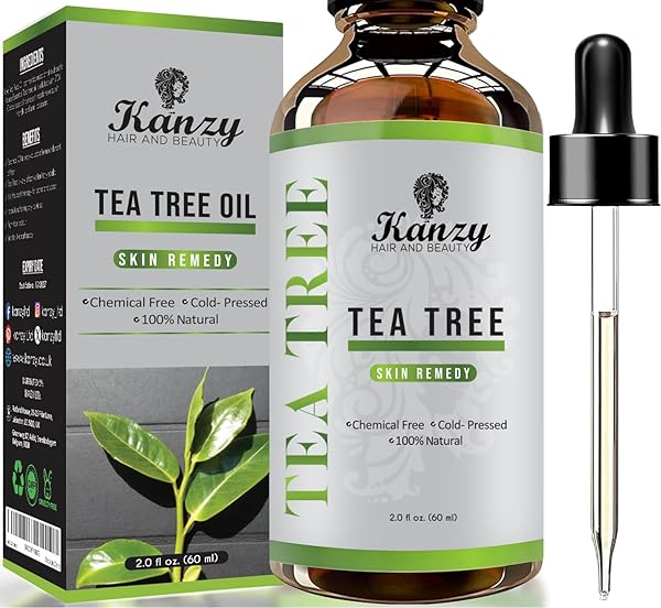 Kanzy Teebaumöl Naturrein 60ml mit Pipette Kaltgepresst Tea Tree Oil für Gesicht, Haut, und Nagel Anti Pickel, Haaröl, Akne Öl, Acne Serum gegen Unreine Haut, Öle für Diffuser