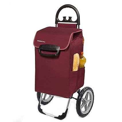 XXL Einkaufstrolley Kiley mit großen Rädern in bordeaux 78L - großer Einkaufswagen Trolley Einkaufsroller bis 50kg belastbar