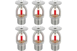 BESTOPPER 6pc Fire Sprinkler Head Pendent Type, 155℉ Fire Sprinkler Heads 1/2" Inch Thread 68°C Quick Response Water Spray Down 1/2" NPT for Home/Commericial/Workshop/Residential Building (Pendent Type) (6)