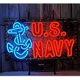Us Navy Neon Sign,Real Glass Neon Light For Home Bar Man Cave Pub Store Restaurant Wall Decor Artwork Wedding Decor Neon Birthday Party Gifts 24 X 20 Inches