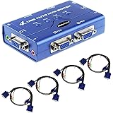 4 Port USB 2.0 VGA KVM Switch Up to 2048x1536 Resolution with USB Hub for PC/ Montior/Mouse/Keyboard Control