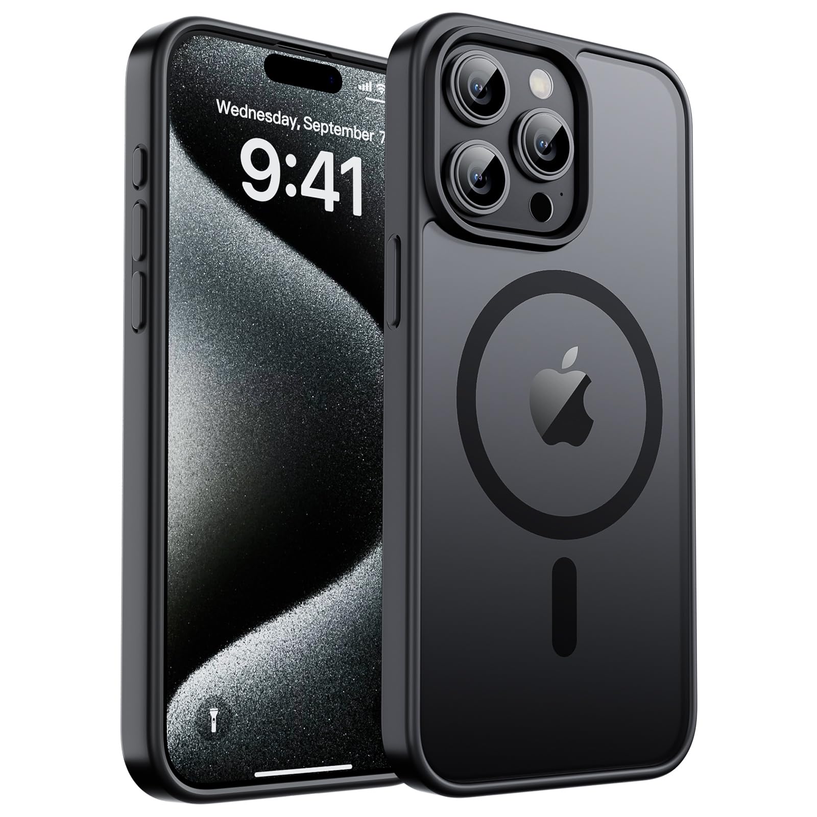 Photo 1 of zapica Magnetic for iPhone 15 Pro Case, [Compatible with MagSafe] [Military Grade Drop Protection] Translucent Matte Shockproof Anti-Scratch Phone Case for Women and Men, Black