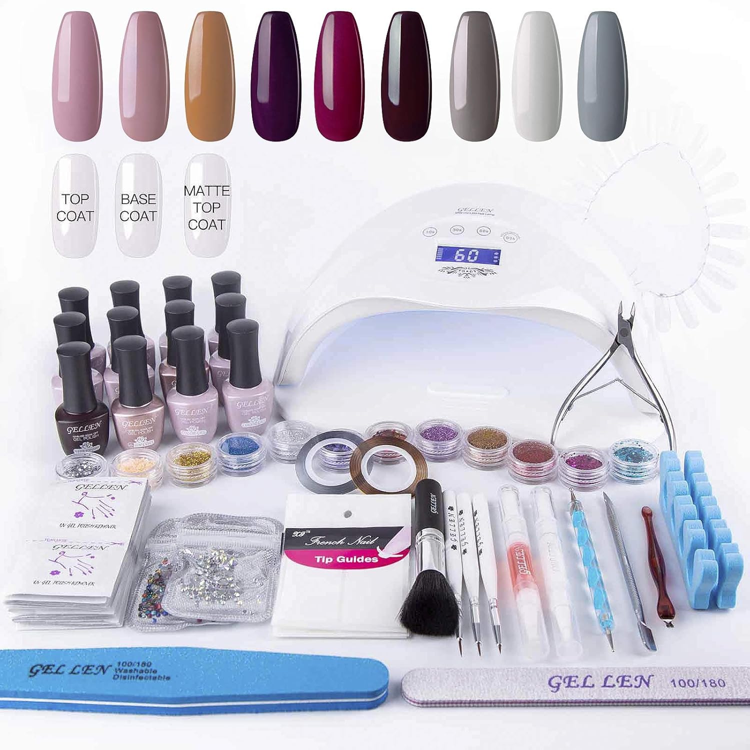 Gellen Gel Nail Polish Starter Kit 48W LED Nail Lamp