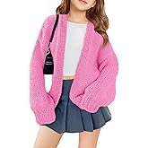 Haloumoning Girls Long Sleeve Cardigan Kids Casual Open Front Chunky Sweater Fall Outerwear 5-14Y