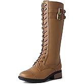 DREAM PAIRS Women's Pu Knee High Riding Combat Boots