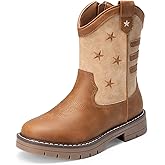 DREAM PAIRS Boys Girls Cowboy Boots Kids Western Riding Mid Calf Boots with Side Zipper (Toddler/Little Kid/Big Kid)