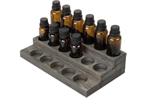 MyGift 3-Tier Vintage Grey Wood 17-Bottle Essential Oil Display Stand
