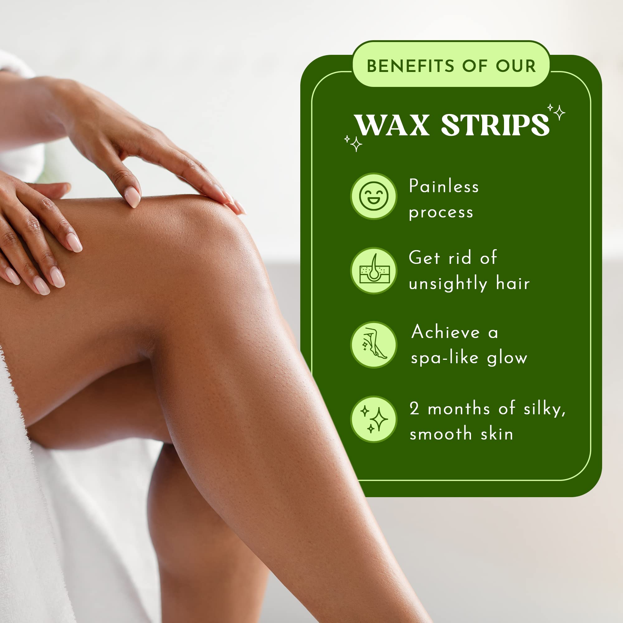 MOOM Hair Removal Wax Strips, 48 Count - Reusable & Washable Polycotton Strips for Maximum Hair Removal, Perfect for Bikini Zone, Leg, Eyebrows, Body & Face - Unisex Use