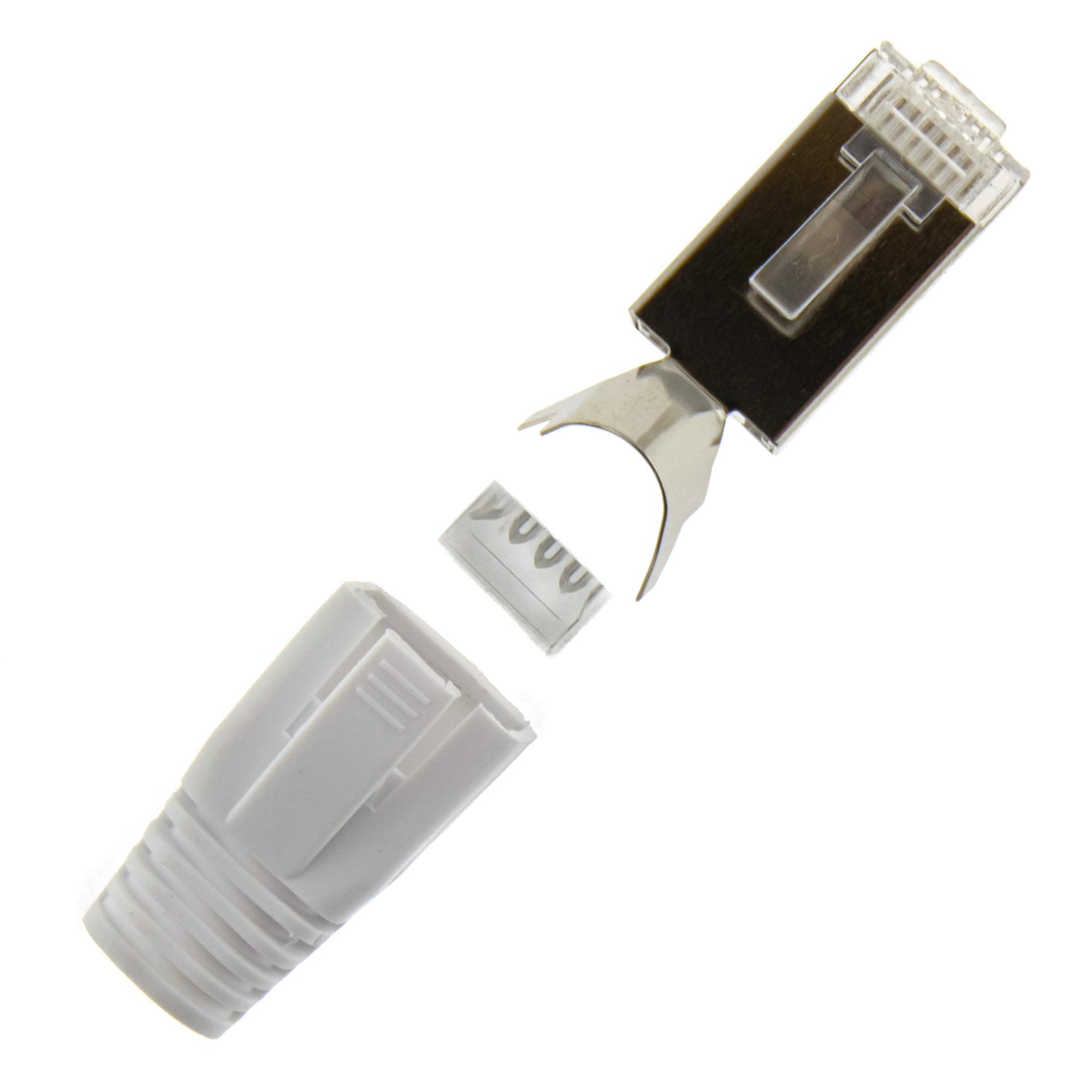 SeKi 10x Network Connectors White CAT 7 6A 5 RJ45 LAN Network Crimp Connector Kink Protection