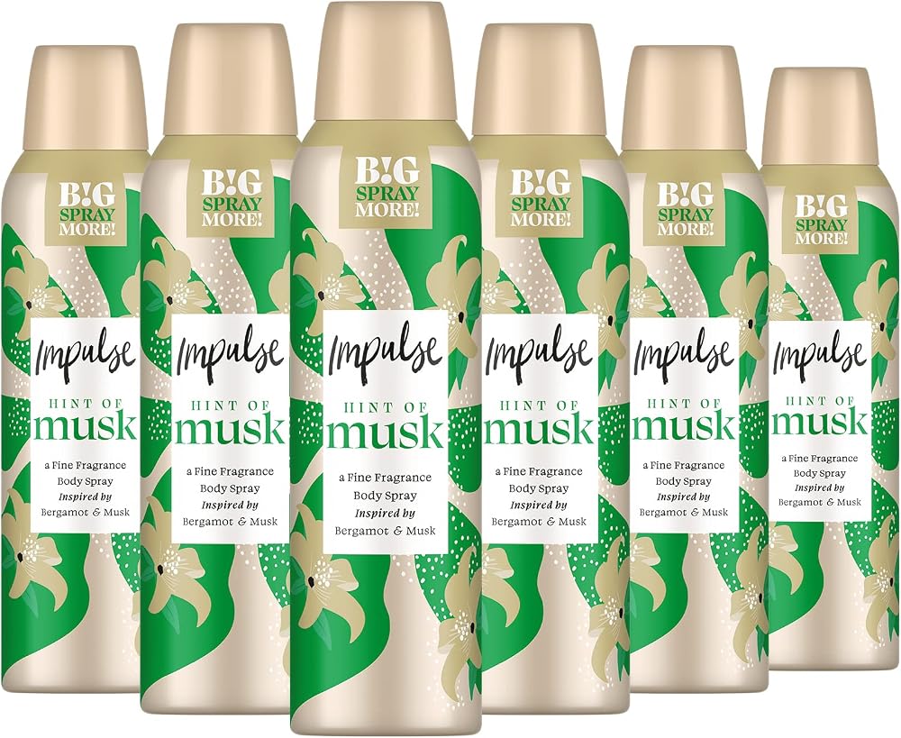Impulse Hint Of Musk Body Spray Deodorant 6 x 150 ml Brand New