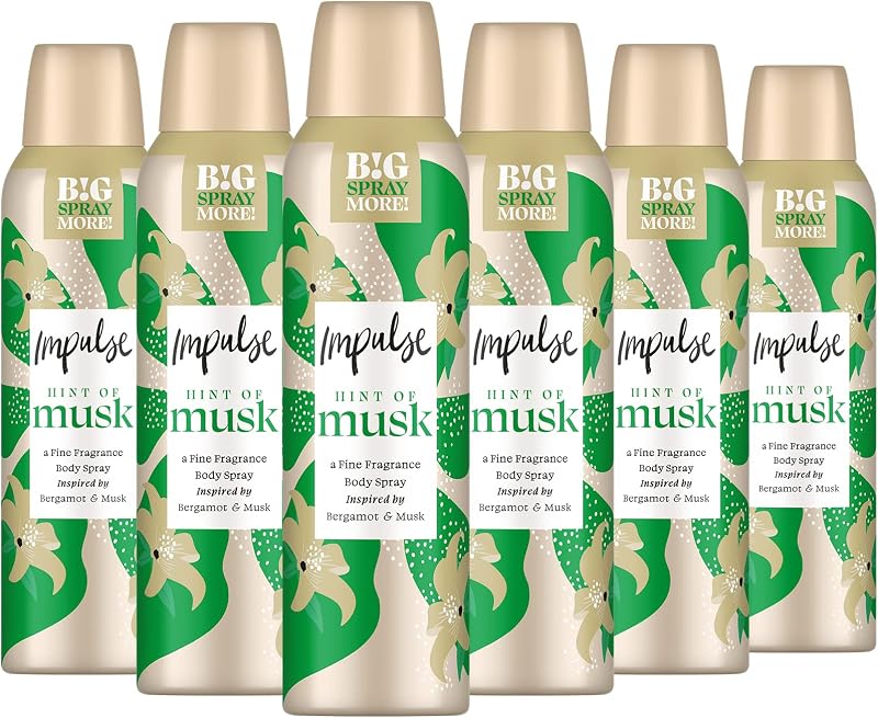 Impulse Hint Of Musk Body Spray Deodorant 6 x 150 ml Brand New